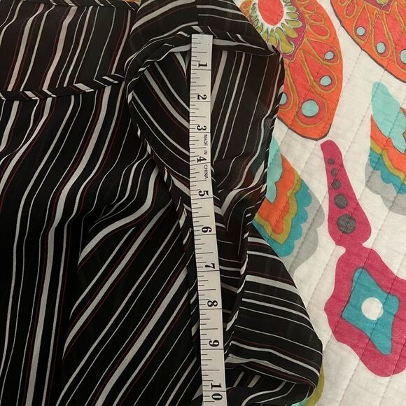 Faded Glory Striped Sheer Tank blouse red black white 18w - Picture 5 of 7